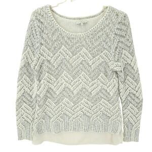 Lucky Brand L Cream Metallic Knit Sweater